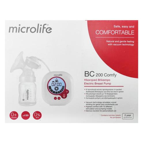 Microlife BC200 Comfy Electric Breast Pump Comfortable Ηλεκτρικό Θήλαστρο Γάλακτος Πολλαπλών Λειτουργιών 1 Τεμάχιο